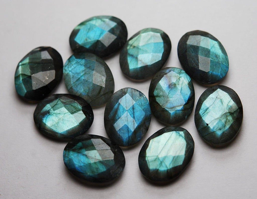 Undrilled 10 Beads,Labradorite Faceted Oval Shape, 15X20mm - Jalvi & Co.