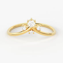 Load image into Gallery viewer, V Ring with Round Diamond in 14k Gold / Diamond V Ring / Chevron Ring / Midi V Diamond Ring / Minimal Diamond Ring / Memorial Day Sale - Jalvi &amp; Co.