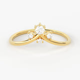 V Ring with Round Diamond in 14k Gold / Diamond V Ring / Chevron Ring / Midi V Diamond Ring / Minimal Diamond Ring / Memorial Day Sale