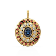 Load image into Gallery viewer, VERY BIG Alexandrite Diamond 18k Solid Gold Queen Pendant, Orange Sapphire Charm Gold Gemstone / Emerald Charm Luxury Solid Gold Pendant - Jalvi & Co.