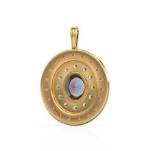 Load image into Gallery viewer, VERY BIG Alexandrite Diamond 18k Solid Gold Queen Pendant, Orange Sapphire Charm Gold Gemstone / Emerald Charm Luxury Solid Gold Pendant - Jalvi & Co.