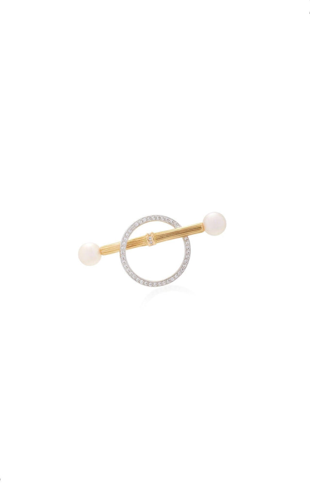 Vintage Inspired Diamond And Pearl 18k Solid White Gold Single Earring - Jalvi & Co.