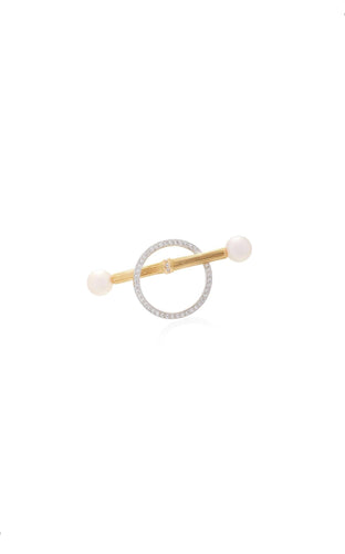Vintage Inspired Diamond And Pearl 18k Solid White Gold Single Earring - Jalvi & Co.