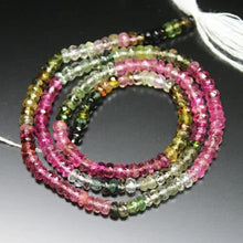 Load image into Gallery viewer, Watermelon Multi Tourmaline Faceted Rondelle Loose Beads Strand 14&quot; 3.5mm 3mm - Jalvi &amp; Co.