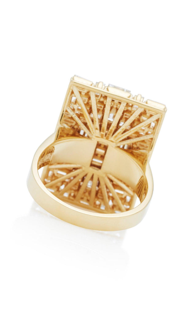 White Baguette Diamonds 18k Solid Yellow Gold Ring - Jalvi & Co.
