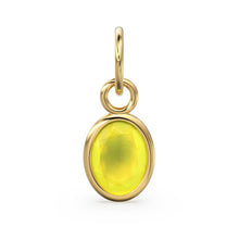 Load image into Gallery viewer, Yellow Chalcedony Oval Solid Gold Charm / Natural Gemstone Handmade 18k Gold Pendant / 1pc 14k Solid Yellow Gold Jewelry Making FindingsSALE - Jalvi &amp; Co.