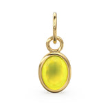 Yellow Chalcedony Oval Solid Gold Charm / Natural Gemstone Handmade 18k Gold Pendant / 1pc 14k Solid Yellow Gold Jewelry Making FindingsSALE