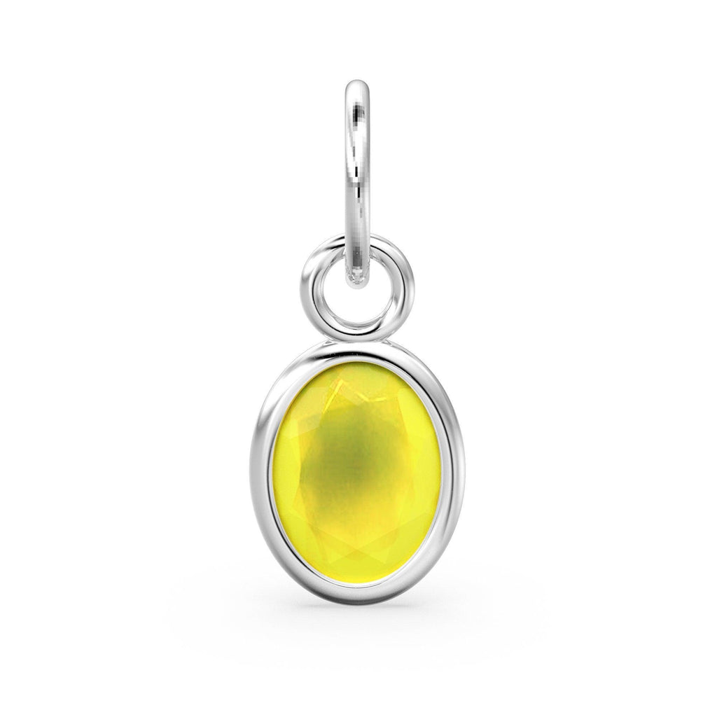 Yellow Chalcedony Oval Solid Gold Charm / Natural Gemstone Handmade 18k Gold Pendant / 1pc 14k Solid Yellow Gold Jewelry Making FindingsSALE - Jalvi & Co.