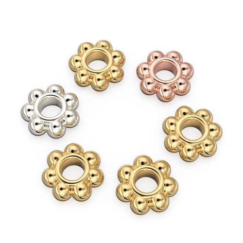 2.8mm 18k Solid Yellow Gold Daisy Spacer Findings (5) - Jalvi & Co.