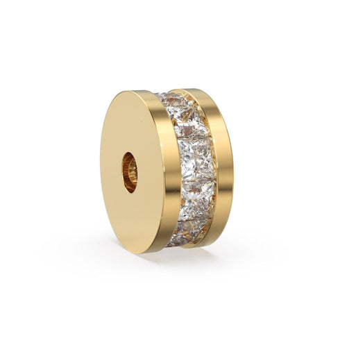 8mm Square Diamond Eternity Rondelle Wheel 18k Solid Yellow Gold Bead Finding Spacer / Gold Rondelle Bead / Real Diamond Gold 14k Findings - Jalvi & Co.