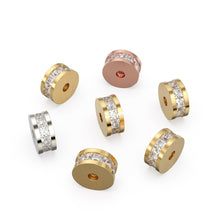 Load image into Gallery viewer, 8mm Square Diamond Eternity Rondelle Wheel 18k Solid Yellow Gold Bead Finding Spacer / Gold Rondelle Bead / Real Diamond Gold 14k Findings - Jalvi &amp; Co.