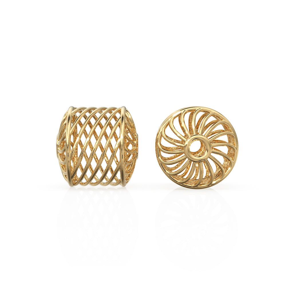 Spiral Barrel 18k Solid Gold Bead Designer Spacer Finding 6mm 8mm 10mm - Jalvi & Co. 