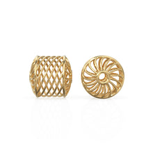 Load image into Gallery viewer, Spiral Barrel 18k Solid Gold Bead Designer Spacer Finding 6mm 8mm 10mm - Jalvi &amp; Co. 