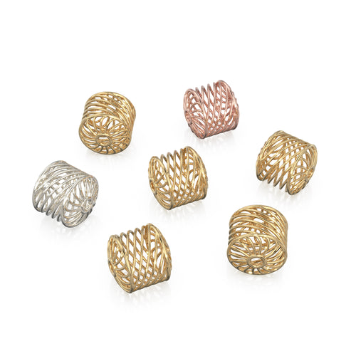 Spiral Barrel 18k Solid Gold Bead Designer Spacer Finding 6mm 8mm 10mm - Jalvi & Co. 