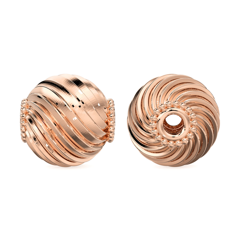 Disco Round 18k Solid Gold Spacer Beads Designer Layered Handmade Findings 6mm 8mm 10mm - Jalvi & Co. 