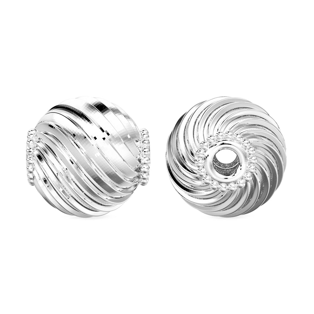 Disco Round 18k Solid Gold Spacer Beads Designer Layered Handmade Findings 6mm 8mm 10mm - Jalvi & Co. 