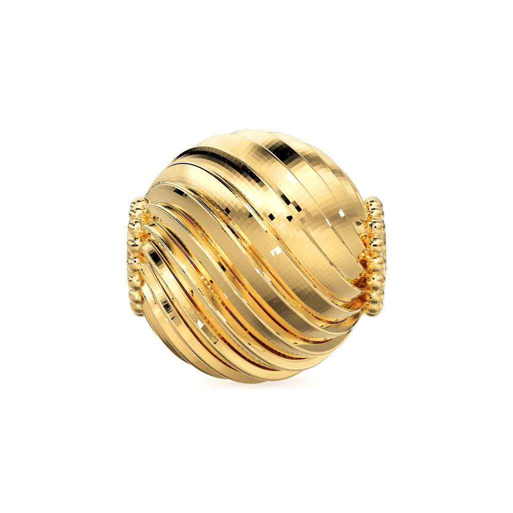 Disco Round 18k Solid Gold Spacer Beads Designer Layered Handmade Findings 6mm 8mm 10mm - Jalvi & Co. 