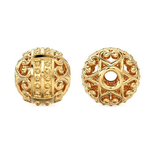 Granulation Tribal 18k Solid Gold Beads Old Fashioned Bali Round Spacer Finding 6mm 8mm 10mm - Jalvi & Co. 