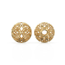 Load image into Gallery viewer, 18k Solid Gold Designer Fancy Round Spacer Bead Finding 6mm 8mm 10mm - Jalvi &amp; Co. 