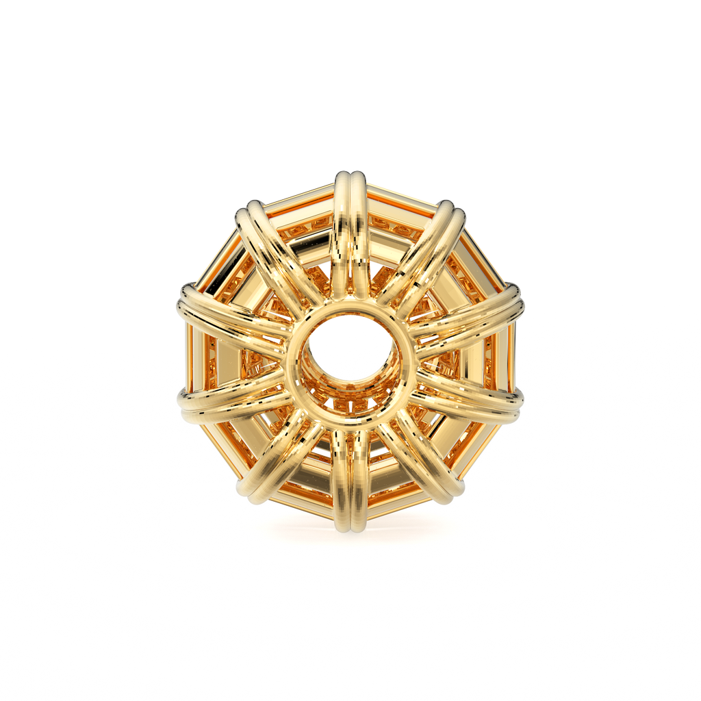 Oval Cage Mesh Solid Gold Spacer Beads Handmade Designer Finding 8mm 10mm