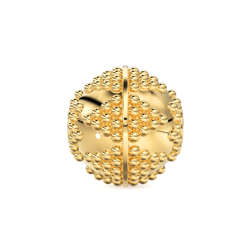 18k Solid Yellow Gold 9.5mm Fancy Granulation Sphere Spacer Finding Bead - Jalvi & Co. 