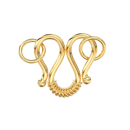 Old-Fashioned Hook Clasp – 18k Yellow Gold, 9mm – 1 Piece with Jump Rings