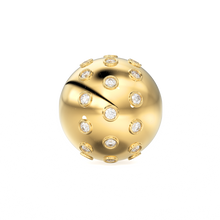 Load image into Gallery viewer, 10mm 18k Solid Gold Designer Round Brilliant Diamond Studded Spacer Bead