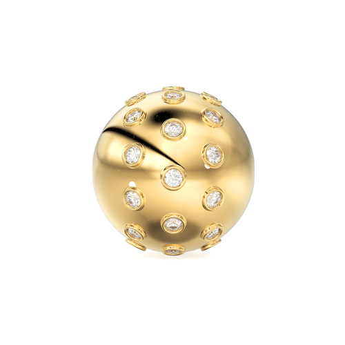 10mm 18k Solid Gold Designer Round Brilliant Diamond Studded Spacer Bead - Jalvi & Co. 