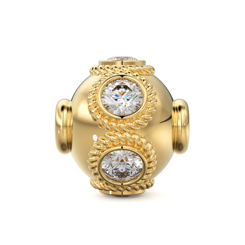 12mm 18k Solid Yellow Gold Diamond Fancy Old Saucer Jewelry Making Spacer Bead - Jalvi & Co. 