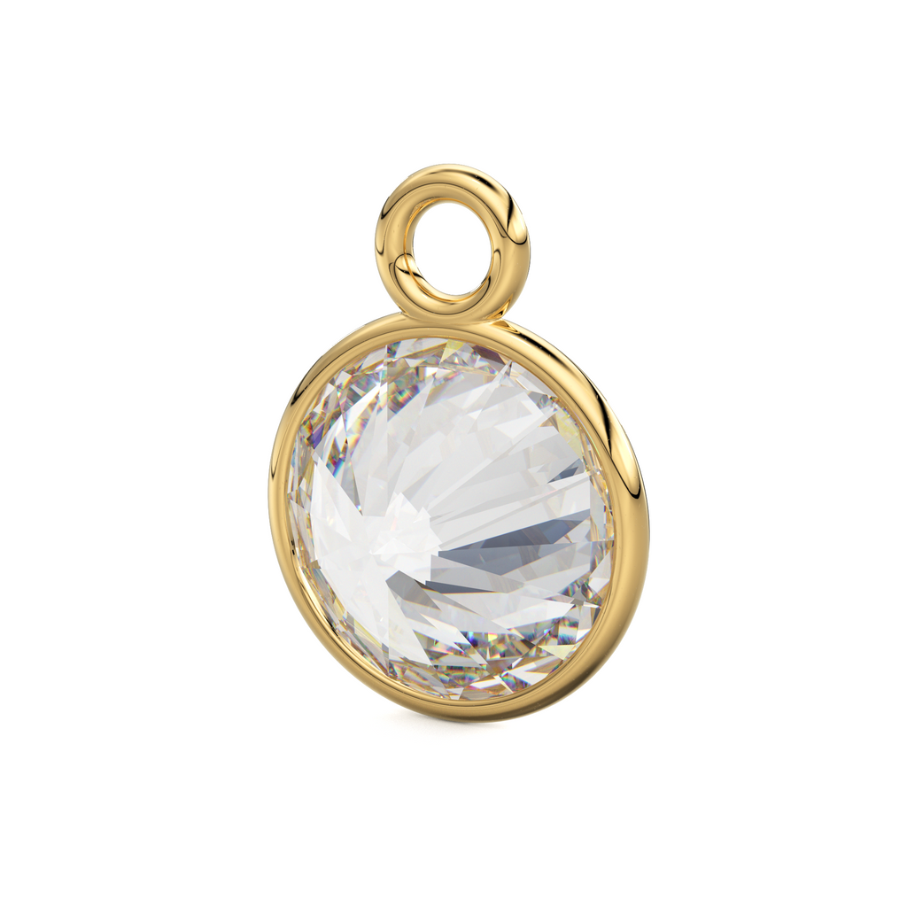 Real Diamond 14k Solid Gold Charm 2,3,4mm Natural Brilliant Cut Gemstone Diamond Pendant