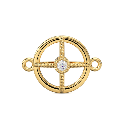 14k Solid Yellow Gold Art Deco Style Diamond Connector PAIR 7mmx10mm - Jalvi & Co. 