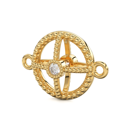 14k Solid Yellow Gold Art Deco Style Diamond Connector PAIR 7mmx10mm - Jalvi & Co. 