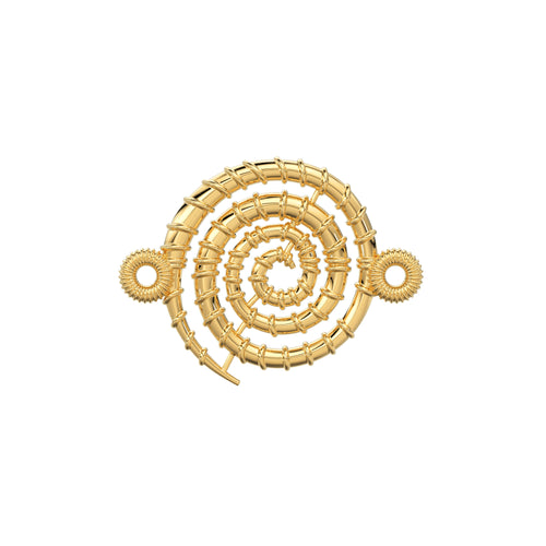 18k Solid Yellow Gold 14.2mm Fancy Swirl Connector Finding (1 piece) - Jalvi & Co. 