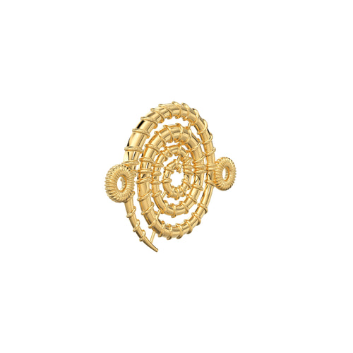 18k Solid Yellow Gold 14.2mm Fancy Swirl Connector Finding (1 piece) - Jalvi & Co. 