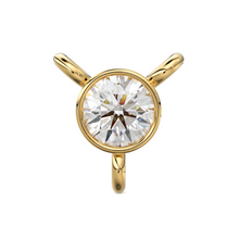 Load image into Gallery viewer, 6x5.5mm 18k Solid Yellow Gold Brilliant Diamond Bezel Three Bail Y Shape Connector Spacer Finding