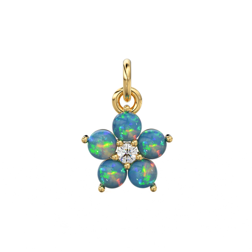 Ethiopian Welo Opal Round Diamond Pendant / 14k 18k Solid Gold Pendant / Ethiopian Opal Pendant / Opal Diamond Pendant / Sale - Jalvi & Co. 