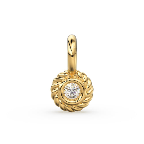 Petite Round Diamond Charm Pendant / 14k 18k Solid Gold Pendant / Diamond Pendant / Solitaire Diamond Charm / Sale - Jalvi & Co. 