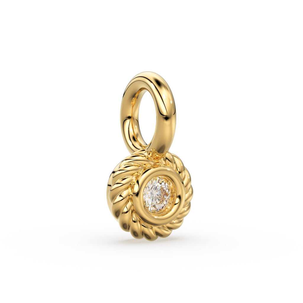 Petite Round Diamond Charm Pendant / 14k 18k Solid Gold Pendant / Diamond Pendant / Solitaire Diamond Charm / Sale