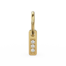 Load image into Gallery viewer, 3 Stone Diamond Bar Charm Pendant / 14k 18k Solid Gold Pendant / Diamond Pendant / Trio Diamond Charm / Sale