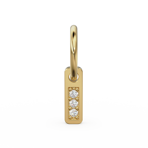 3 Stone Diamond Bar Charm Pendant / 14k 18k Solid Gold Pendant / Diamond Pendant / Trio Diamond Charm / Sale - Jalvi & Co. 