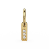 3 Stone Diamond Bar Charm Pendant / 14k 18k Solid Gold Pendant / Diamond Pendant / Trio Diamond Charm / Sale