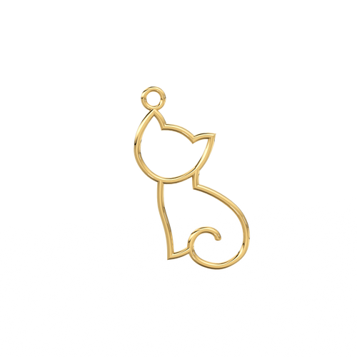 Cat Pendant, Cat Body Charm Pendant, 14k Gold Pendant, Yellow Gold, Favourite Pet Pendant, Gift For Her - Jalvi & Co. 