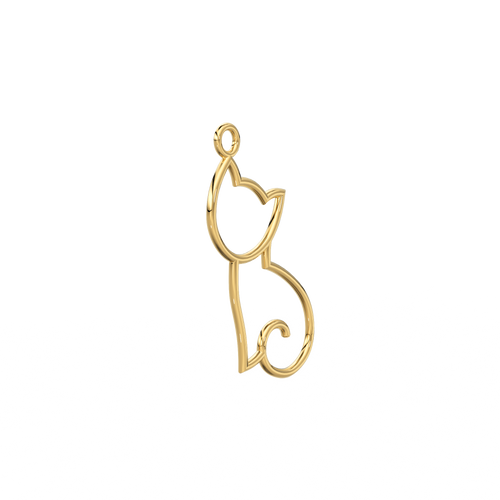 Cat Pendant, Cat Body Charm Pendant, 14k Gold Pendant, Yellow Gold, Favourite Pet Pendant, Gift For Her - Jalvi & Co. 