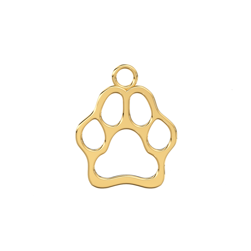 Gold Paw Cut Out Pendant, Dog Cat Paw Charm Pendant, 14k Gold Pendant, Yellow Gold, Favourite Pet Pendant, Gift For Her