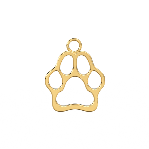 Gold Paw Cut Out Pendant, Dog Cat Paw Charm Pendant, 14k Gold Pendant, Yellow Gold, Favourite Pet Pendant, Gift For Her - Jalvi & Co. 