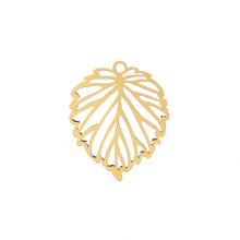 Load image into Gallery viewer, 14K Solid Gold Leaf Cutout Charm Pendant, Leaf Charm, Solid Gold Leaf Pendant