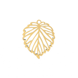 14K Solid Gold Leaf Cutout Charm Pendant, Leaf Charm, Solid Gold Leaf Pendant