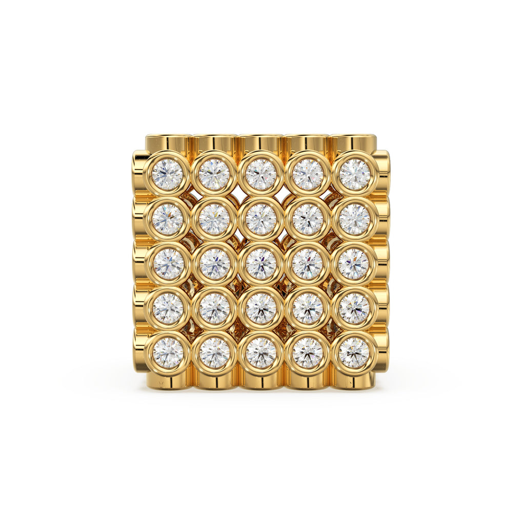 Diamond Bezel Cube Heavy and Sturdy 14k 18k Solid Gold Spacer Finding Bead, Diamond Spacer, Diamond Finding, Solid Gold Bead 10.50mm - Jalvi & Co. 