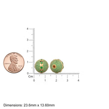 Load image into Gallery viewer, Emerald Pave Setting Solid Gold Spacer Finding Bead, Green Emerald Spacer, Zambian Emerald Pave Finding, Solid Gold Bead 13mm Christmas Gift - Jalvi &amp; Co. 