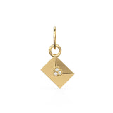 Trio Diamond Envelope 14k 18k Solid Gold Charm Pendant / Gold Charm / Envelope Pendant